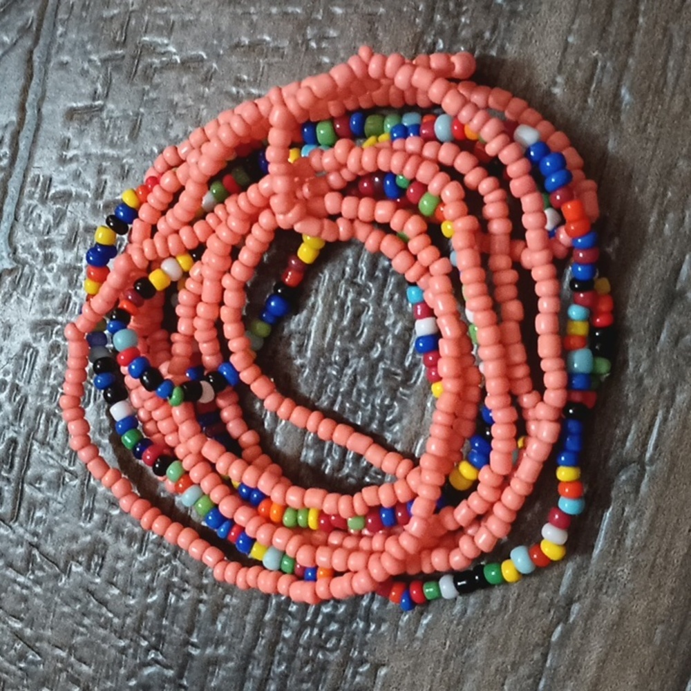 3pc Glass Color block Waistbeads